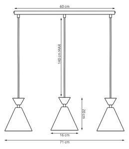 Závěsné svítidlo KLEVER 3 – vínové / černé, 3× E14, šířka 71 cm