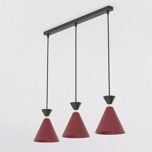 Závěsné svítidlo KLEVER 3 – vínové / černé, 3× E14, šířka 71 cm