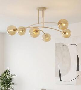 Stropní svítidlo PREGOS 6 – moka, jantarové sklo, 6× E14, šířka 90 cm