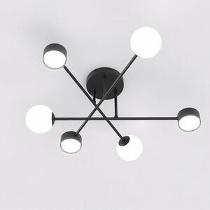 Stropní svítidlo HOLON 6 – černé, bílé sklo, 6× G9/GX53, šířka 62 cm