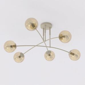 Stropní svítidlo PREGOS 6 – moka, jantarové sklo, 6× E14, šířka 90 cm