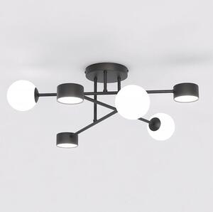 Stropní svítidlo HOLON 6 – černé, bílé sklo, 6× G9/GX53, šířka 62 cm
