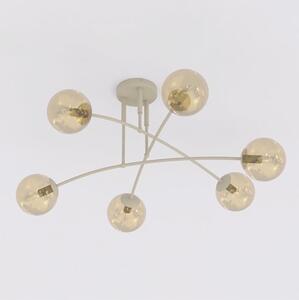 Stropní svítidlo PREGOS 6 – moka, jantarové sklo, 6× E14, šířka 90 cm