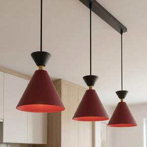 Závěsné svítidlo KLEVER 3 – vínové / černé, 3× E14, šířka 71 cm