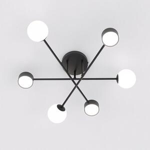 Stropní svítidlo HOLON 6 – černé, bílé sklo, 6× G9/GX53, šířka 62 cm