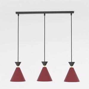 Závěsné svítidlo KLEVER 3 – vínové / černé, 3× E14, šířka 71 cm