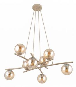 Závěsné svítidlo ESSA 8 – moka, jantarové sklo, 8× E14, šířka 100 cm
