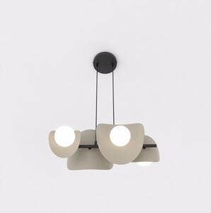 Závěsné svítidlo ELEMENTI 4 – černé / moka, bílé sklo, 4× G9, šířka 54 cm