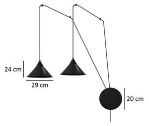 Závěsné svítidlo ABRAMO 2 – černé, 2× E27, šířka 400 cm