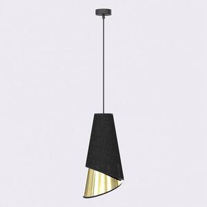 Závěsné svítidlo MODA 1 – černé / zlaté, textilní stínidlo, 1× E27, šířka 20 cm