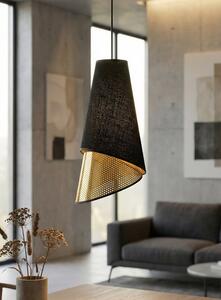 Závěsné svítidlo MODA 1 – černé / zlaté, textilní stínidlo, 1× E27, šířka 20 cm