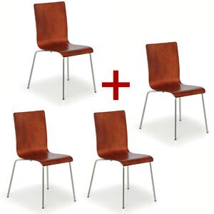 Dřevěná židle CLASSIC 3+1 ZDARMA, chromovaná konstrukce, ořech