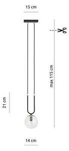 Závěsné svítidlo GLAM 1 – černé, čiré sklo, 1× E14, šířka 15 cm
