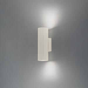 SOLLUX LIGHTING Nástěnné svítidlo Carbon, béžová barva, výška 20 cm, hliník, 2 světla., stmívatelný, Krémová / jantar, Obývací pokoj / jídelna, Hliník, Moderní