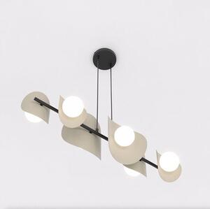 Závěsné svítidlo ELEMENTI 6 – černé / moka, bílé sklo, 6× G9, šířka 87 cm