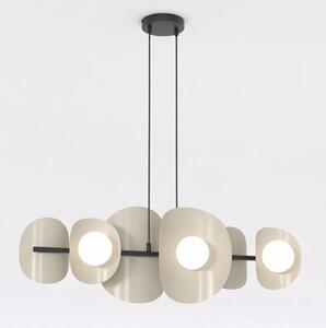 Závěsné svítidlo ELEMENTI 6 – černé / moka, bílé sklo, 6× G9, šířka 87 cm