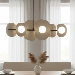 Závěsné svítidlo ELEMENTI 6 – černé / moka, bílé sklo, 6× G9, šířka 87 cm