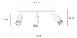 Stropní svítidlo HIRO 3 – bílé / chromové, 3× GU10, šířka 62 cm