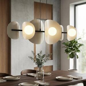Závěsné svítidlo ELEMENTI 6 – černé / moka, bílé sklo, 6× G9, šířka 87 cm
