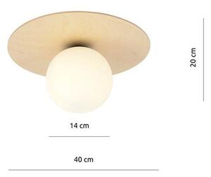 Stropní svítidlo KENZO 1B – hnědé, bílé sklo, 1× E14, šířka 40 cm