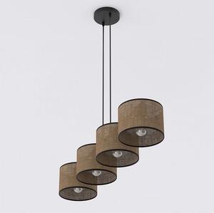 Závěsné svítidlo ECO 4 – černé, hnědá textilní stínidla, 4× E27, šířka 95 cm