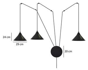Závěsné svítidlo ABRAMO 3 – černé, 3× E27, šířka 400 cm