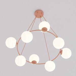 Závěsné svítidlo AZURA 8 – korálové, opálové sklo, 8× E14, šířka 86 cm