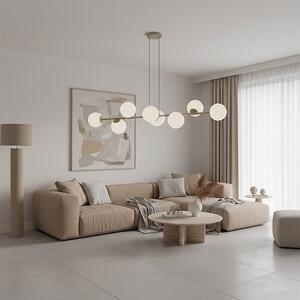 Závěsné svítidlo MAGNUS 8 – moka, opálové sklo, 8× E14, šířka 130 cm