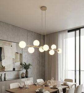 Závěsné svítidlo MAGNUS 8 – moka, opálové sklo, 8× E14, šířka 130 cm