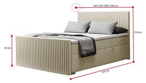 Čalouněná postel boxspring REMOS + topper, 200x200, monolith 85
