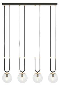 Závěsné svítidlo GLAM 4 – černé, čiré sklo, 4× E14, šířka 97 cm