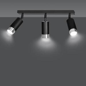 Stropní svítidlo HIRO 3 – černé / chromové, 3× GU10, šířka 62 cm