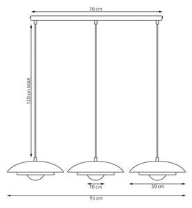 Závěsné svítidlo SKIN 3 – černé, bílé sklo, 3× G9, šířka 95 cm