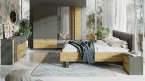 Manželská postel RIMINI, 160x200, dub artisan/grafit