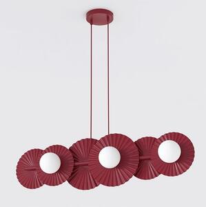 Závěsné svítidlo UMBRA 6 – vínové, bílé sklo, 6× G9, šířka 92 cm
