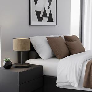 Stolní lampa ECO LN1 – černá, hnědé textilní stínidlo, 1× E27, šířka 20 cm