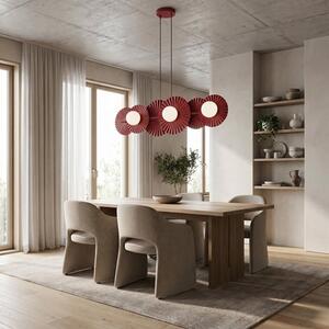 Závěsné svítidlo UMBRA 6 – vínové, bílé sklo, 6× G9, šířka 92 cm