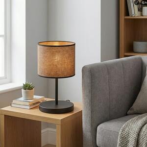 Stolní lampa ECO LN1 – černá, hnědé textilní stínidlo, 1× E27, šířka 20 cm