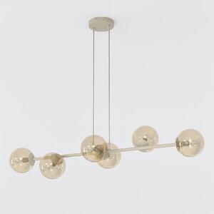 Závěsné svítidlo MAGNUS 6 – moka, jantarové sklo, 6× E14, šířka 110 cm