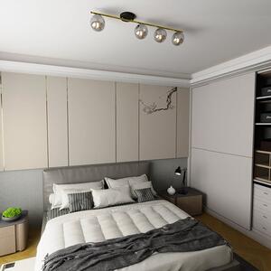 Stropní svítidlo MONZA 4 – černé, grafitové sklo, 4× E14, šířka 100 cm