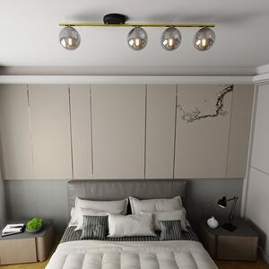 Stropní svítidlo MONZA 4 – černé, grafitové sklo, 4× E14, šířka 100 cm