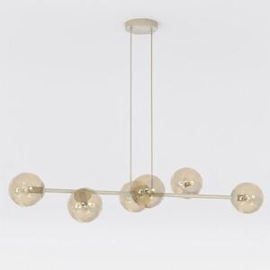 Závěsné svítidlo MAGNUS 6 – moka, jantarové sklo, 6× E14, šířka 110 cm