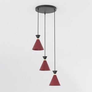 Závěsné svítidlo KLEVER 3 PREM – vínové / černé, 3× E14, šířka 40 cm