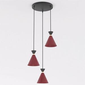 Závěsné svítidlo KLEVER 3 PREM – vínové / černé, 3× E14, šířka 40 cm