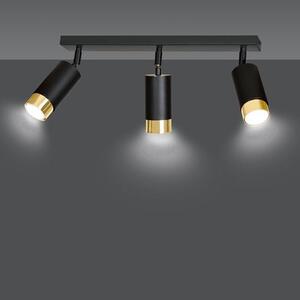 Stropní svítidlo HIRO 3 – černé / zlaté, 3× GU10, šířka 62 cm