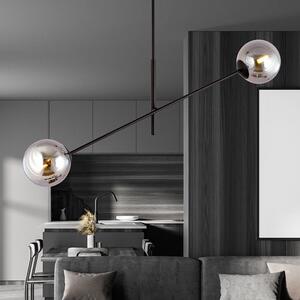 Závěsné svítidlo LINEAR 2 – černé, grafitové sklo, 2× E14, šířka 102 cm