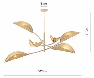 Stropní svítidlo LOTUS 6 – béžové, ratanová textilní stínidla, 6× E14, šířka 102 cm