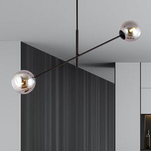 Závěsné svítidlo LINEAR 2 – černé, grafitové sklo, 2× E14, šířka 102 cm