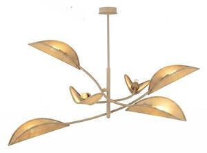 Stropní svítidlo LOTUS 6 – béžové, ratanová textilní stínidla, 6× E14, šířka 102 cm