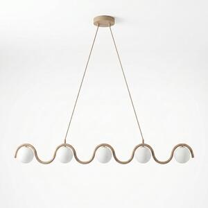 Závěsné svítidlo SINUS 5 – moka, bílé sklo, 5× G9, šířka 110 cm